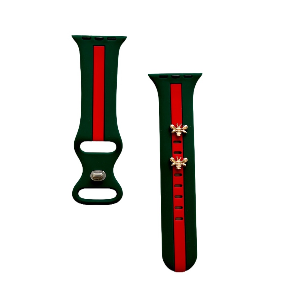 Apple Watch Sports Silicone Strap Green and Red stripes S/M or M/L